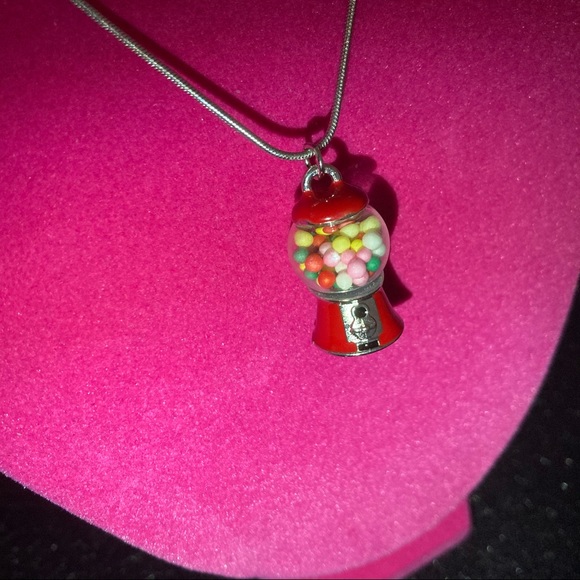Jewelry - NEW 3D Red Gumball Machine Colorful Necklace 18” L